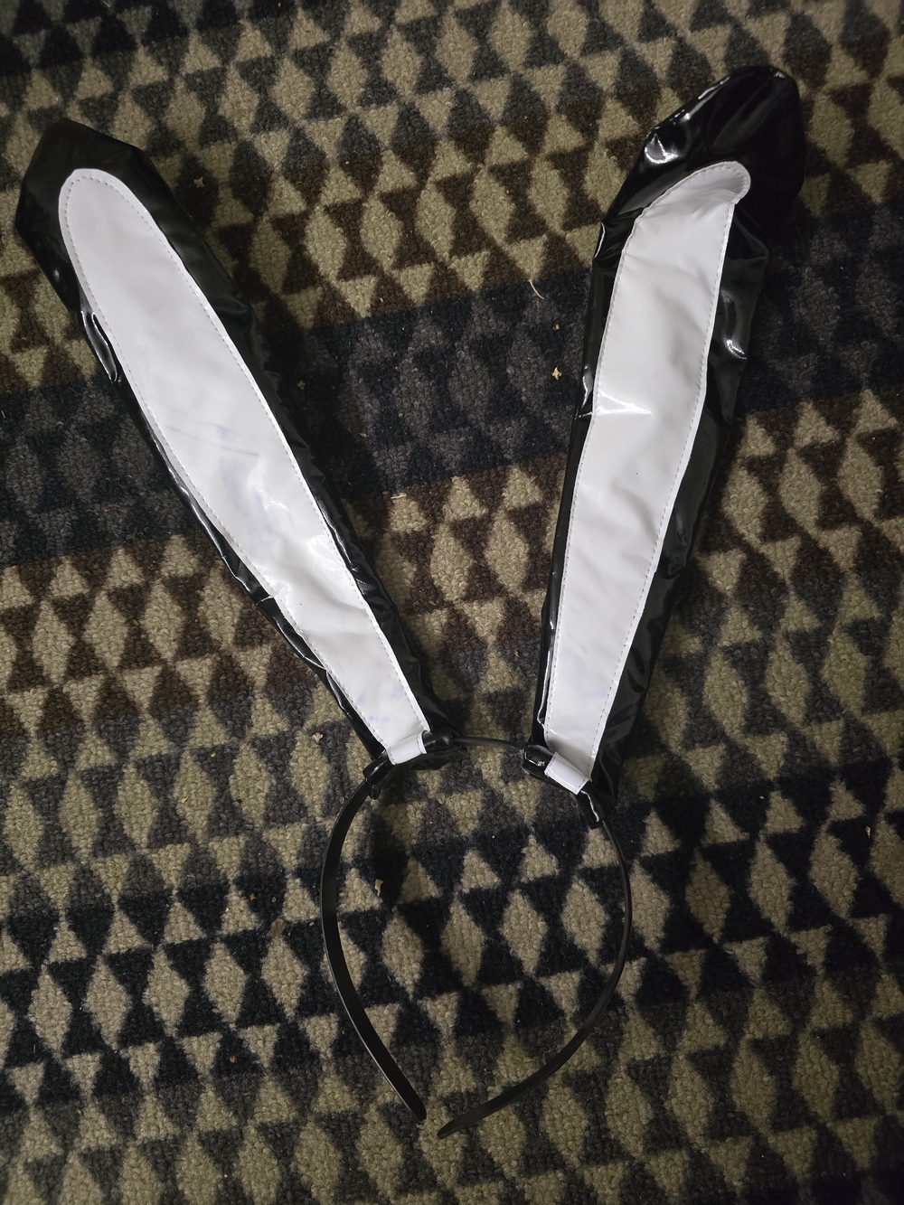 Black and White PVC Bunny Ear Headband
